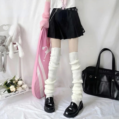 Over Knee Leg Warmer Lengthened 70cm JK Uniform Long Socks Lolita Knitted Boot Socks Pile Up Socks Foot Warming Cover Badiee Stylez
