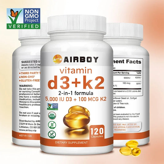 Vitamin D3 + K2 - Promotes Calcium Absorption, Bone and Joint Health, and Boosts ImmunitySupplements