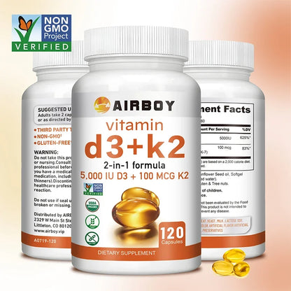 Vitamin D3 + K2 - Promotes Calcium Absorption, Bone and Joint Health, and Boosts ImmunitySupplements