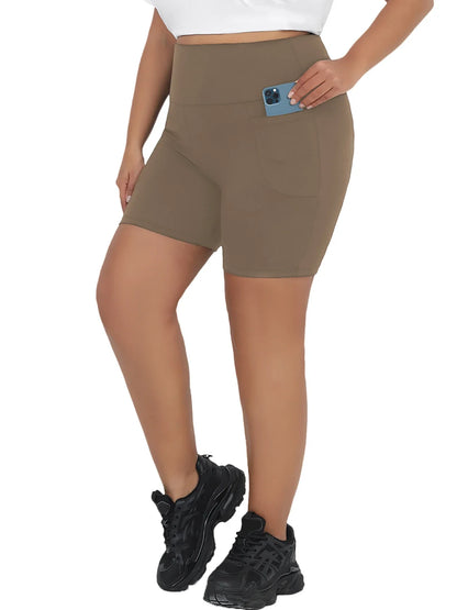 Plus Size High Waisted Biker Shorts For Women With Pockets Super Soft Tummy Control No See Through Workout Running Yoga Badiee Stylez