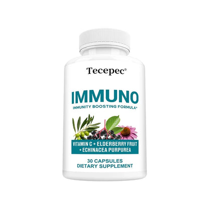 Immune Support Capsules - with Vitamin C, Elderberry Fruit, Echinacea Purpurea - Balances The Immune System and Physical Health 30 count