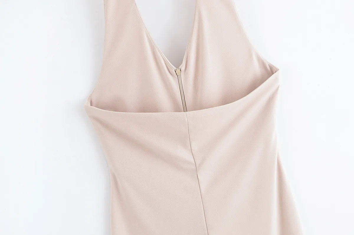 Women's tight jumpsuit summer new style beige backless slim flared pants sexy backless design fashionable personality Badiee Stylez