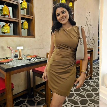 New Elegant Dresses Women's Summer 2025 New Fashion Tight Ruched Mini Party Women's Dress Street Youth Holiday Dress