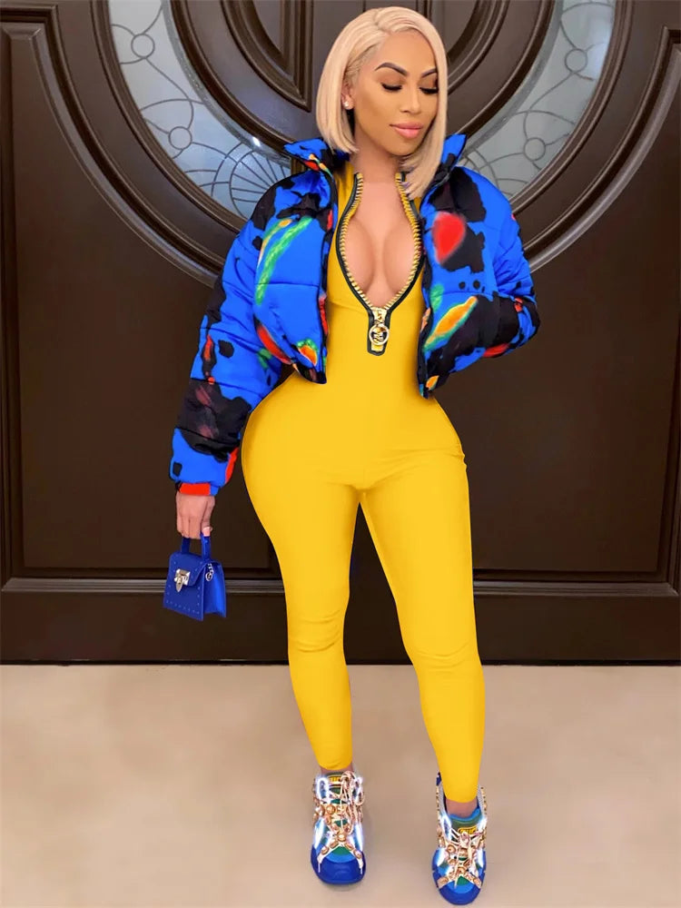 WESAYNB Wholesale Streetwear Clothes Zipper Long Sleeve Jumpsuit Women 2022 Black Blue Pink One-pieces Outfits Bodycon Jumpsuits