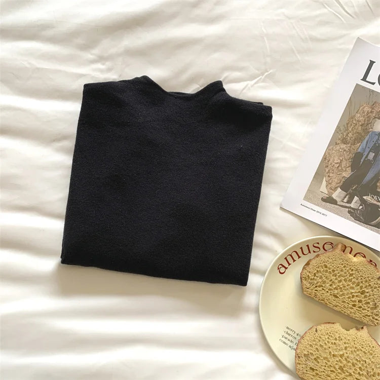 2025 Women Turtleneck Knitted Pullovers Solid Sweater Harajuku Korean Soft Warm Knitwear Autumn Winter Fashion Slim Jumpers Tops Badiee Stylez