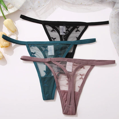 S-XL Sexy G String Thong Mesh Perspective Women Panties Low Waist Female Underpants Solid Color T-back Underwear Thongs Women