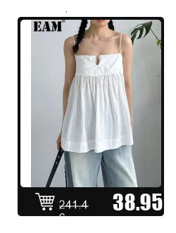 EAM 2024 New Fashion Winter Stand Collar Irregular Long Type Black Cotton-padded Clothes Loose Coat Black Jacket Woman YA771