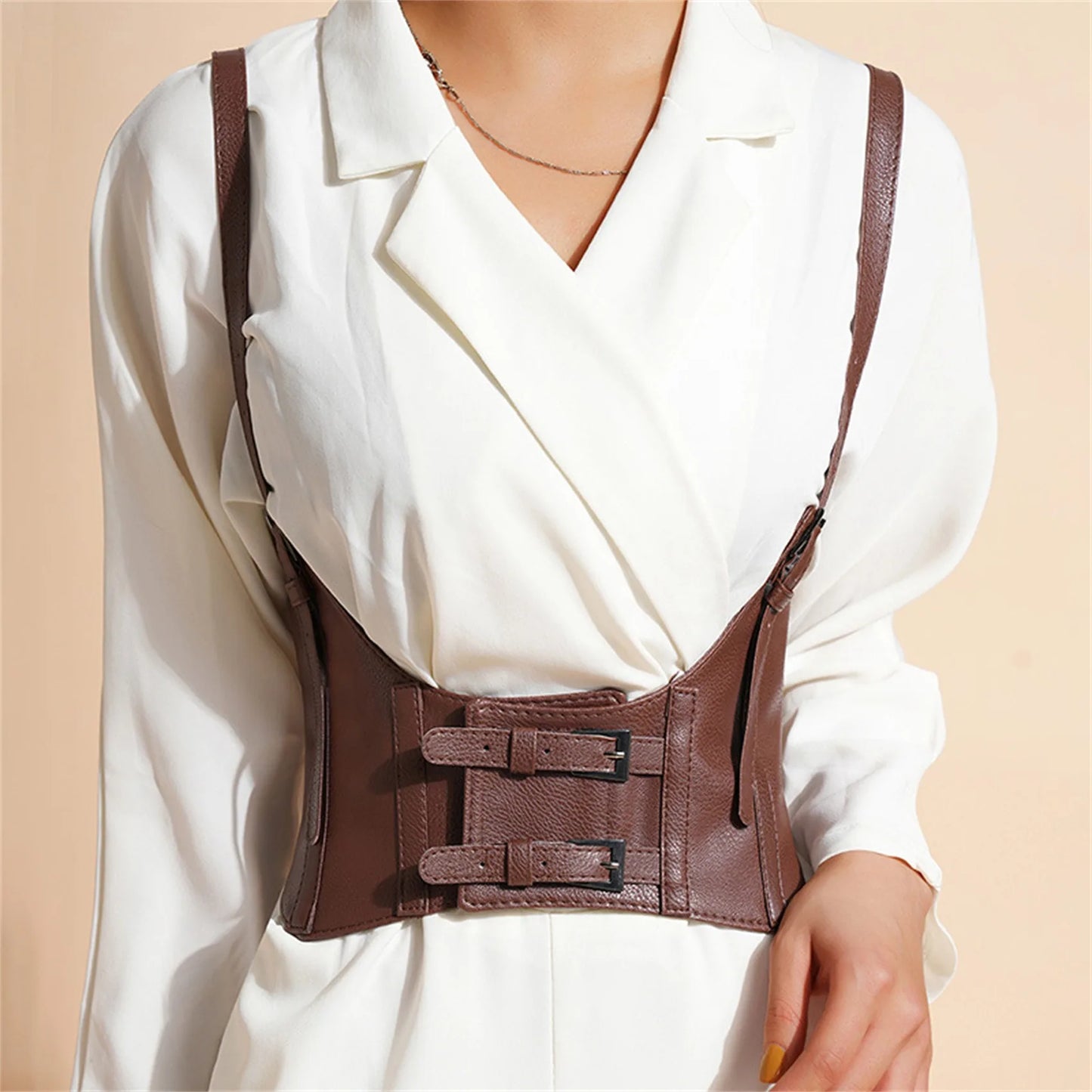 Women's Waist Belt Underbust Corset PU Leather Adjustable Punk Cummerbund Corset Wide Belts Dress Costume Waistband Cincher 1PC