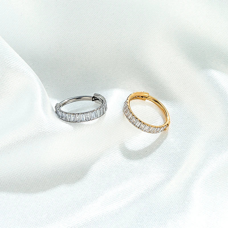 New G23 Titanium Piercing High Quality CZ Nose Ring Earrings 8/10/12mm Body Jewelry 16G ASTM f136 Titanium Nose Septum Piercings