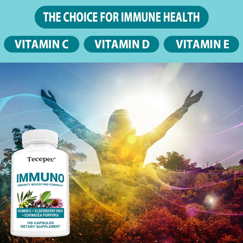 Immune Support Capsules - with Vitamin C, Elderberry Fruit, Echinacea Purpurea - Balances The Immune System and Physical Health