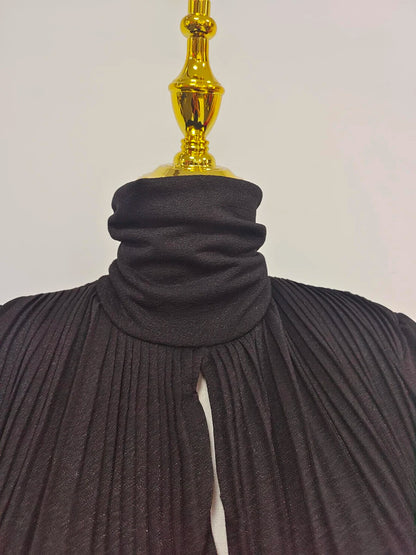 TWOTWINSTYLE Solid Spliced Belt Slimming Dresses For Women O Neck Long Sleeve High Waist Temperament Long Dress Female Clothes