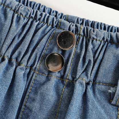 High Waist Wide Leg Loose Denim Shorts Women 2024 Summer New Arrivals Half Length Blue Color Jeans Shorts Korean Casual Jeans