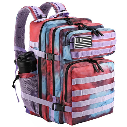 LHI 45L Tactical Backpack for Men and Women Large Athlete Gym Bag Outdoor Sports Hiking Survival Rucksack with Bottle Holder Nebula Camo