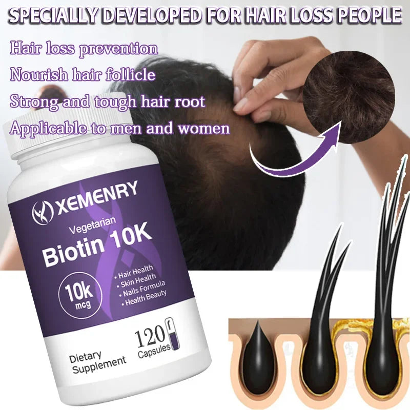 Biotin 10,000mcg - with Coconut Oil Vitamin for Hair Growth, Natural Hair, Skin and Nails - Non-GMO