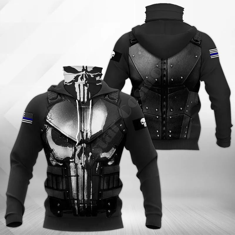 Police Skull 3D Printed Hoodies Harajuku Fashion Sweatshirt Women Men Casual Pullover Hoodie Mask Warm Drop Shipping Hoodie Mask