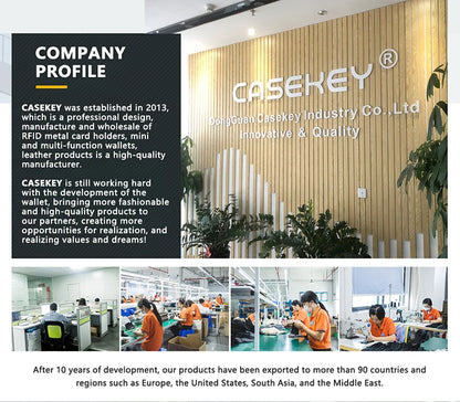 CASEKEY Pink Wallet Slim Minimalist Leather Pop UP Wallet Rfid Blocking Mini Aluminum Automatic Card Holder for Women Men