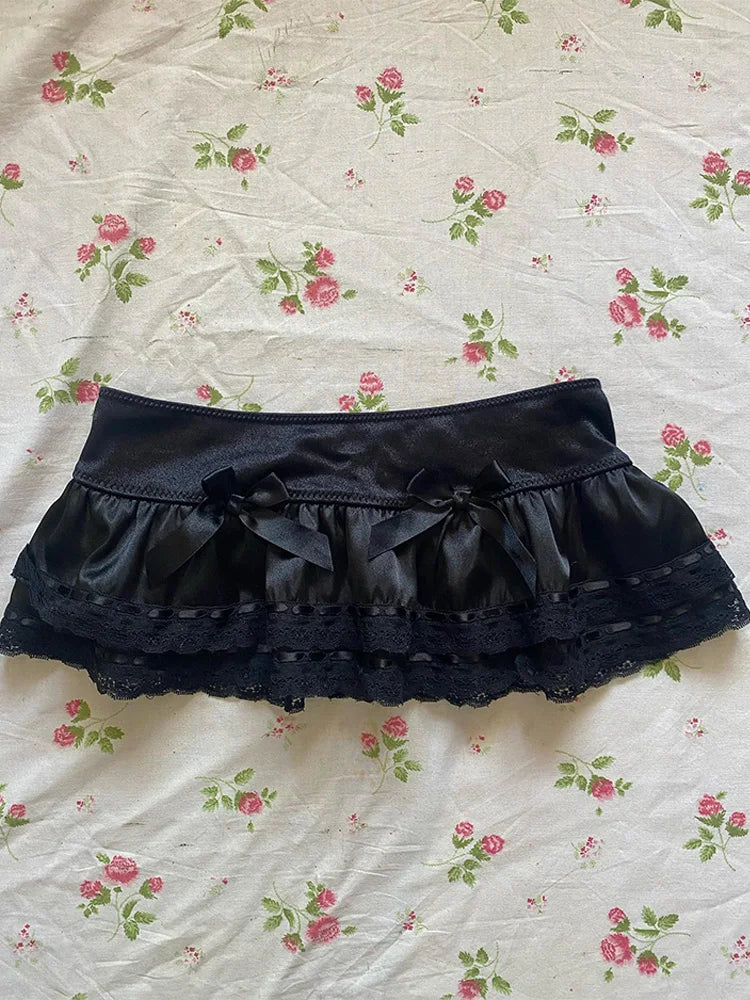 Sweet Korean Aesthetic Y2K Women Dress Classic Halter Bow Girl Tide Cute Sundress Casual Harajuku Vintage Slim Chic Frock Mini Black