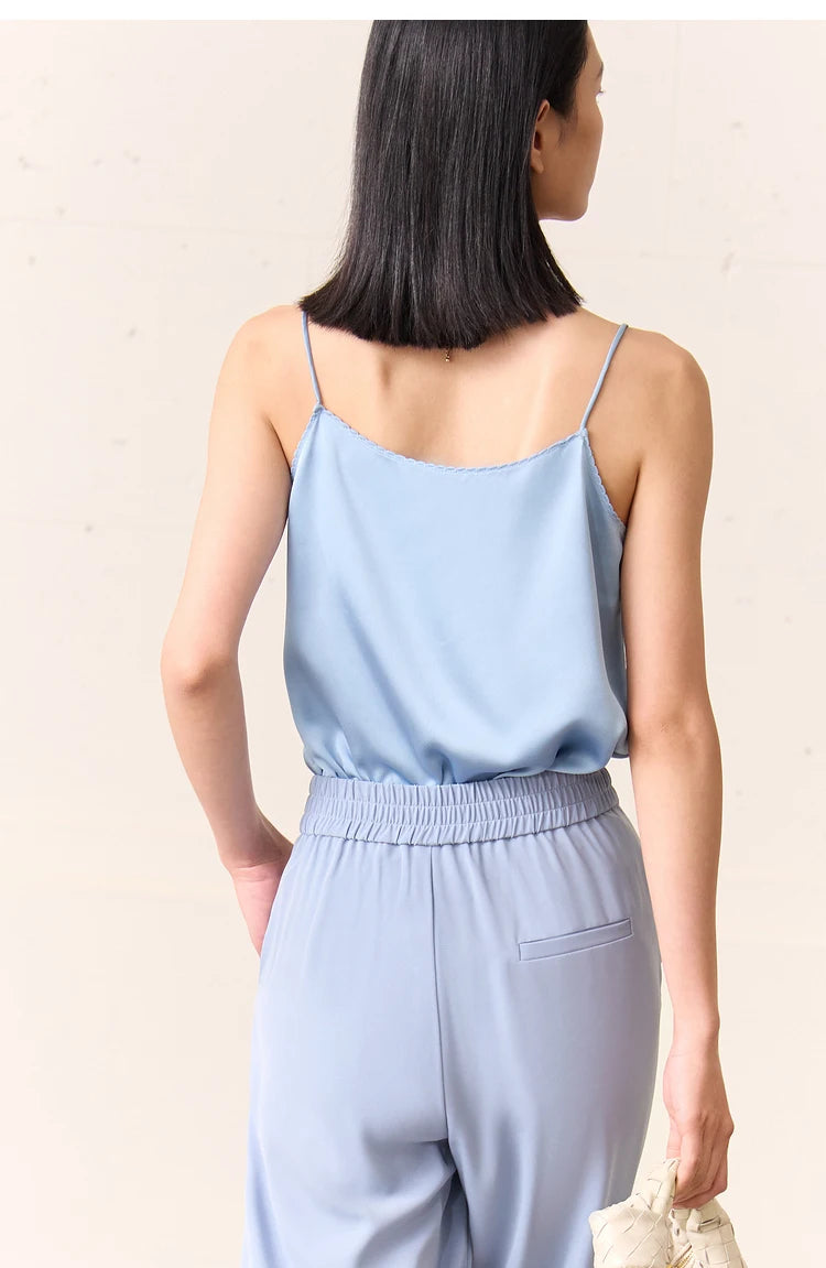 AMII Minimalism Sleeveless Top Women 2024 Summer New Camisole&Vest Office Lady Straight Chiffon Casual Female Clothing 12140330