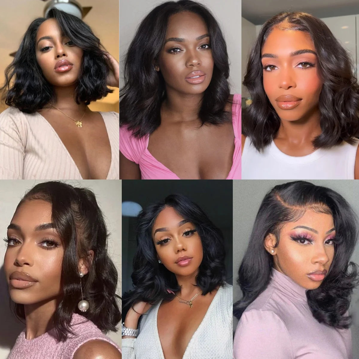 Black Short Body Wave Lace Front Wigs Glueless Natural Wave Synthetic Heat Resistant Fiber Hair Wig With Baby Hair 16 Inch Badiee Stylez