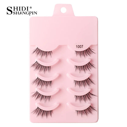 Half Fake Eyelashes 5/10 Half Lashes Soft Natural Cat Eye Lashes Makeup Tool Extension Fluffy Faux Cils maquiagem Half Lashes 5pairs-1007