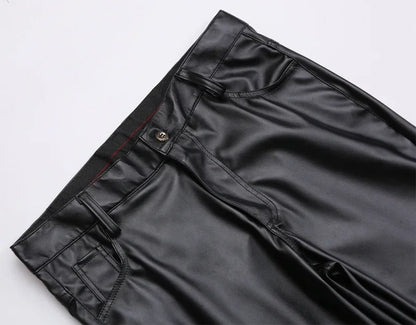 Men's Leather Pants Skinny Fit Elastic Fashion PU Leather Biker's Trousers Nightclub Party & Dance Pants Thin