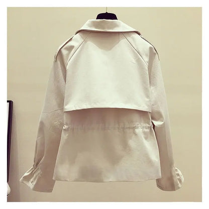 Women's Short Jacket 2025 Spring Autumn New Korean Fashion Loose Waist Slim Windbreaker Coat Solid Female Outwear Tops