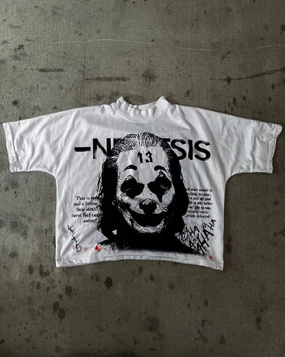 Y2K Gothic Clown Print White Oversized T Shirt Women Summer Retro Streetwear Hip Hop Loose Harajuku Fashion Street Casual Tops 1