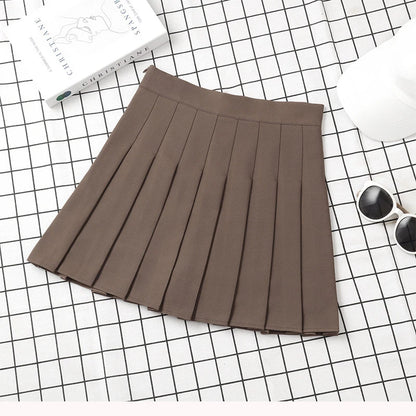 Brown Skirt Ladies 2022 Summer Clothes Women's High Waist Harajuku Korean Style Black Mini Pleated Skirt For School Girl Uniform Brown