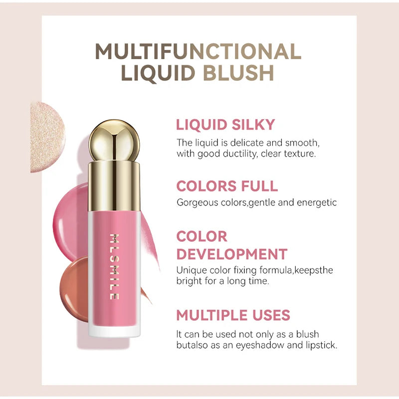 New Liquid Cheek Blush Facial Nourishing Blusher Gel Cream Multi-purpose For Eyes Lips Makeup Blush Stick Cosmetics With Sponge