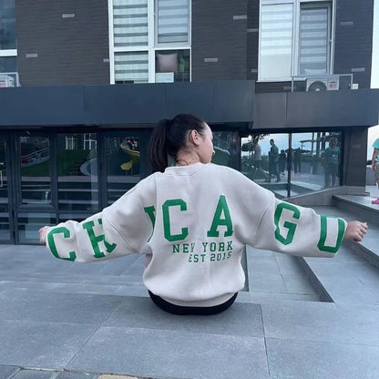 American Fashion Brand Harajuku Retro Letters Fashionable Loose Hoodie Women Street Hip-hop Punk Y2K Casual Oversized Sweatshirt