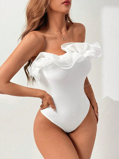 Organza Layered Decorative Ribbed Jumpsuit Women From Europe and the United States Style Design Feel Niche Top Badiee Stylez