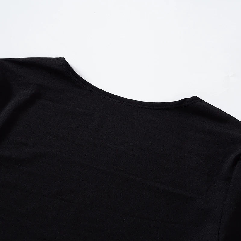 Backless Short Sleeve Blue Y2K Crop Top Women Casual O Neck Summer T Shirts Sexy Vintage Cut Out