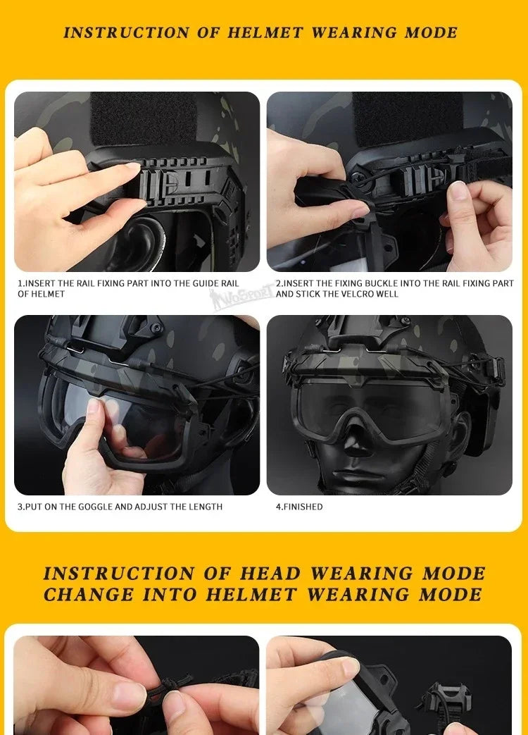 Sports Sunglasses for Men Women 2 Modes Airsoft Goggles Riding Eye Protection for Hiking Paintball Hunting Gear