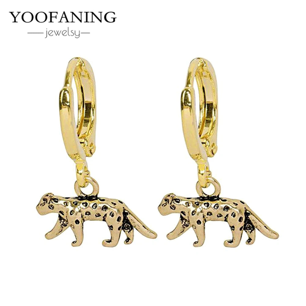 925 Sterling Silver Ear Needle Exquisite Luxury Hoop Earrings Unique Leopard Pendant Animal Design Women's Earrings Jewelry Gift LN0562-1