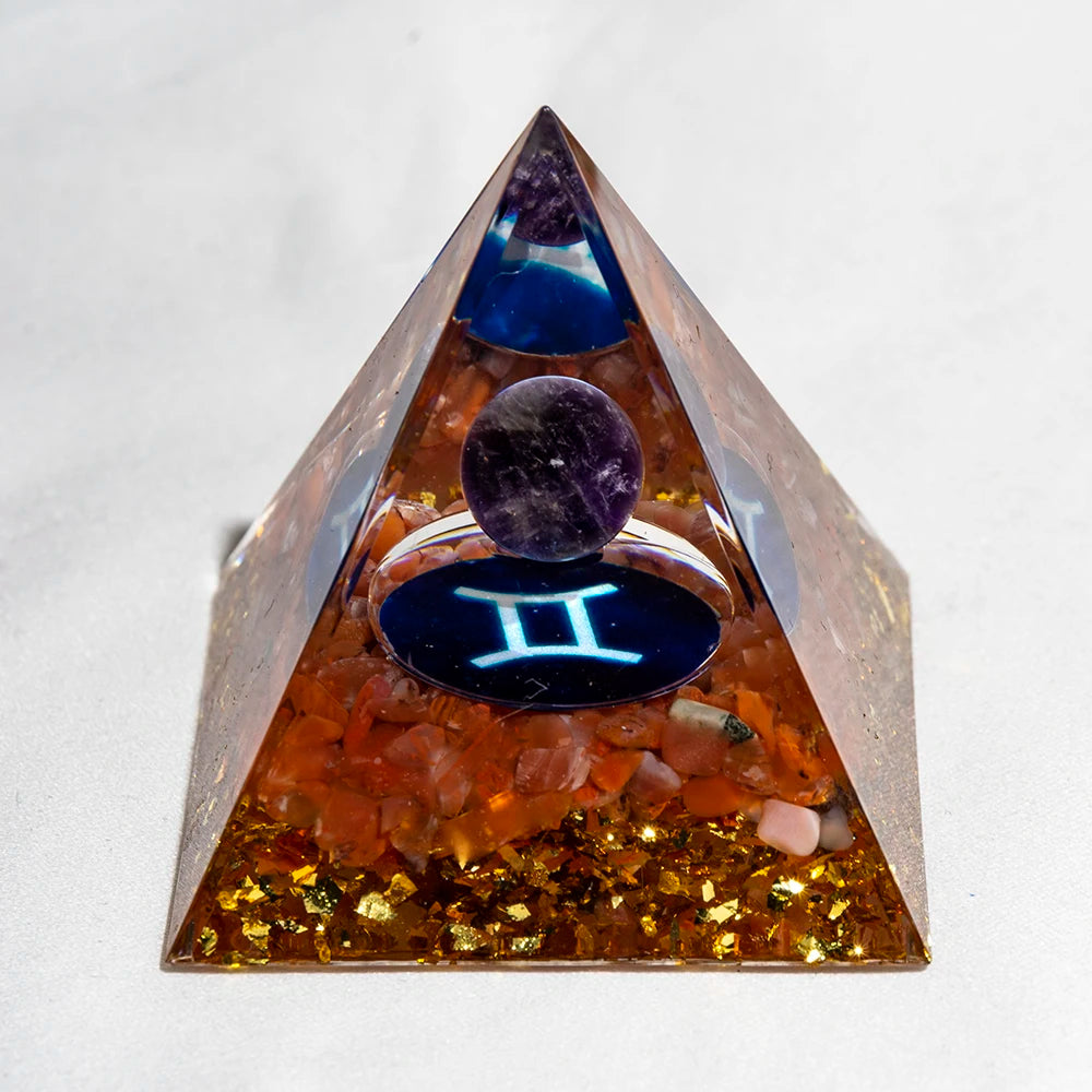 Natural Crystal Energy Generator Pyramid Peridot Amethyst Reiki Healing Chakra Resin Pyramid Egyptian Decor Room Decoration 1pc