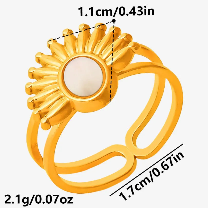 Sea Jewelry Shell Leaf Geometric Round Stainless Steel Rings For Women Men Accessories Open Adjustable Ring Beach Holiday Bagues