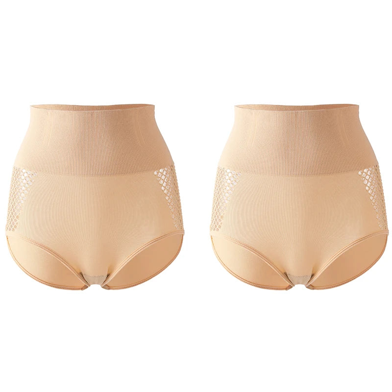 Flarixa 1/2/3Pcs Hollow Belly Control Shapewear Women Panties High Waist Double Layer Tummy Shaper Heart-shaped Hip Lift Pants Badiee Stylez