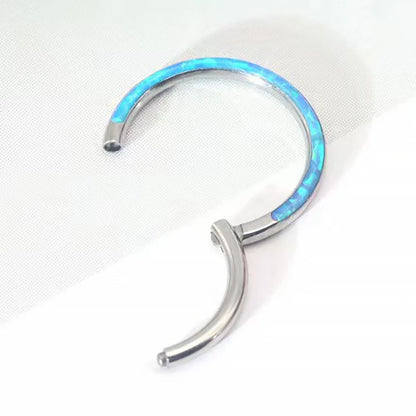 New Titanium Septum Piercing Nose Ring 8-10mm Opal Hinged Segment Clicker Ear Cartilage Earrings Helix Lip Piercing Body Jewelry