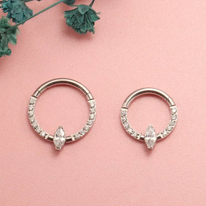 ASTM F136 Titanium Nose Rings Septum Piercing 16G Marquise Earring Helix Daith Piercing Punk Implant Grade Titanium Body Jewelry Badiee Stylez