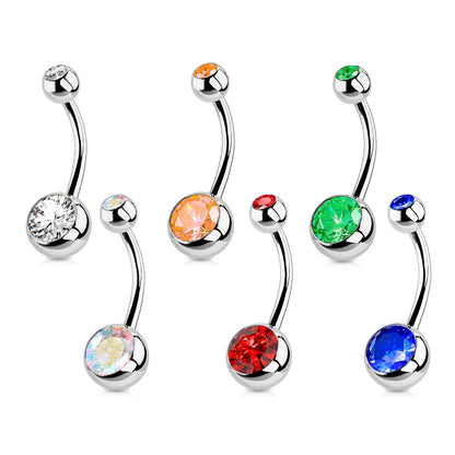 1PC G23 Titanium Crystal Gem Curved Barbell Rings Belly Button Navel Rings Piercings Nombril Ombligo Piercing Charming Jewelry Badiee Stylez