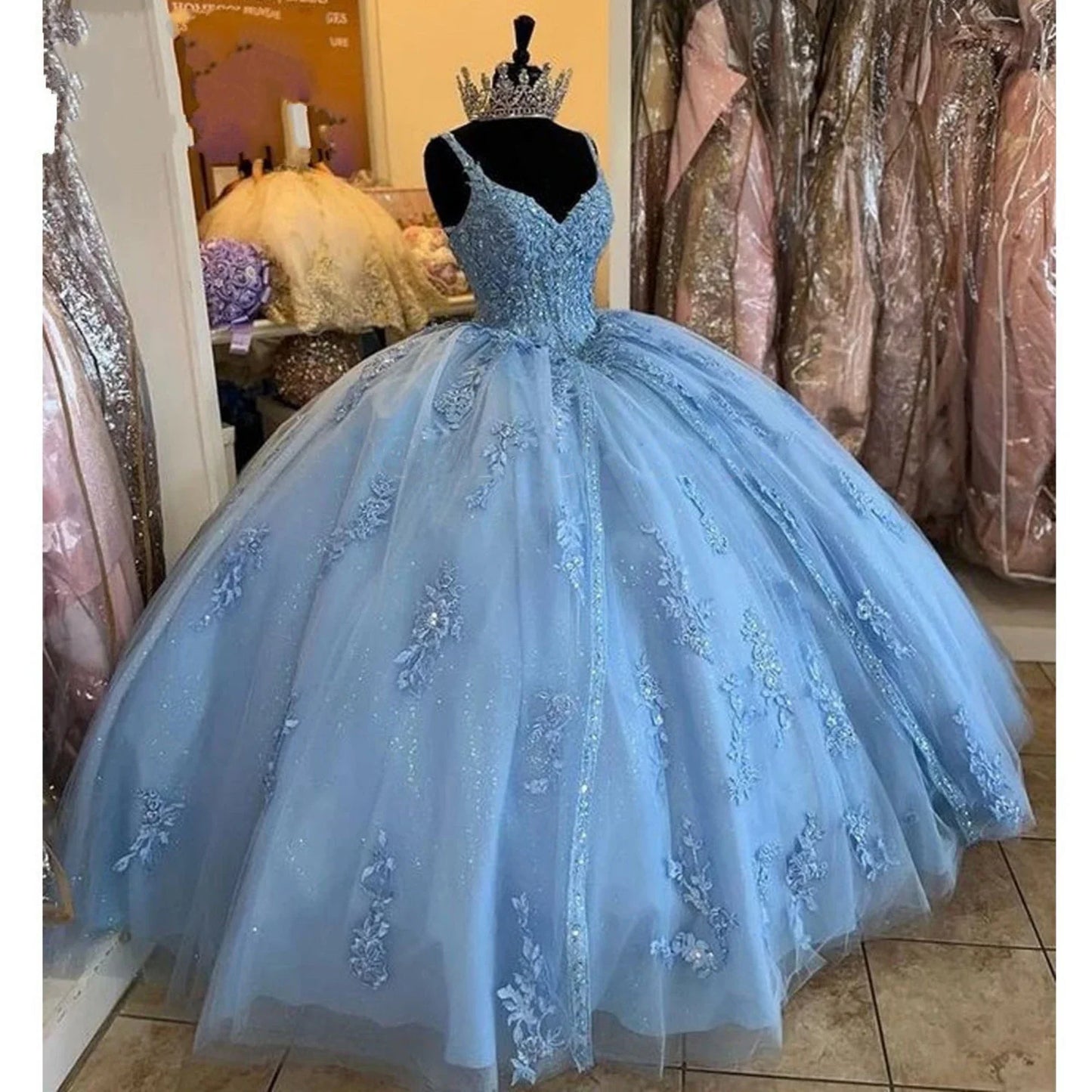 Women's Sweetheart Quinceanera Dresses Ball Gown Spaghetti Straps Applique Sweet 16 Dresses for Teens Badiee Stylez