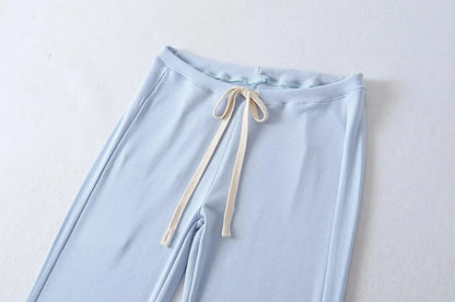 High waisted wide leg micro flared pants spring new style with a drooping feel, home stretch casual pants pantalones mujer