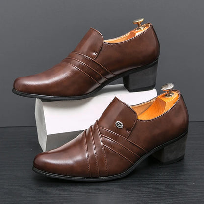 Men Formal Oxford Shoes Casual Business Office Party Loafers Men's High Heels Shoes Classic Men Shoes PU Leather Dress Shoes