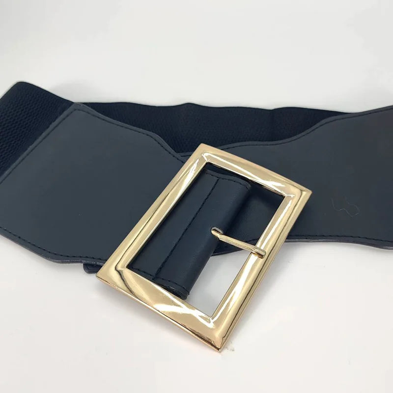Fashion Plus Size Golden Bucket Corset Belts for Women Wide Elastic Stretch Cummerbunds Female Dress Coat jacket Waistband