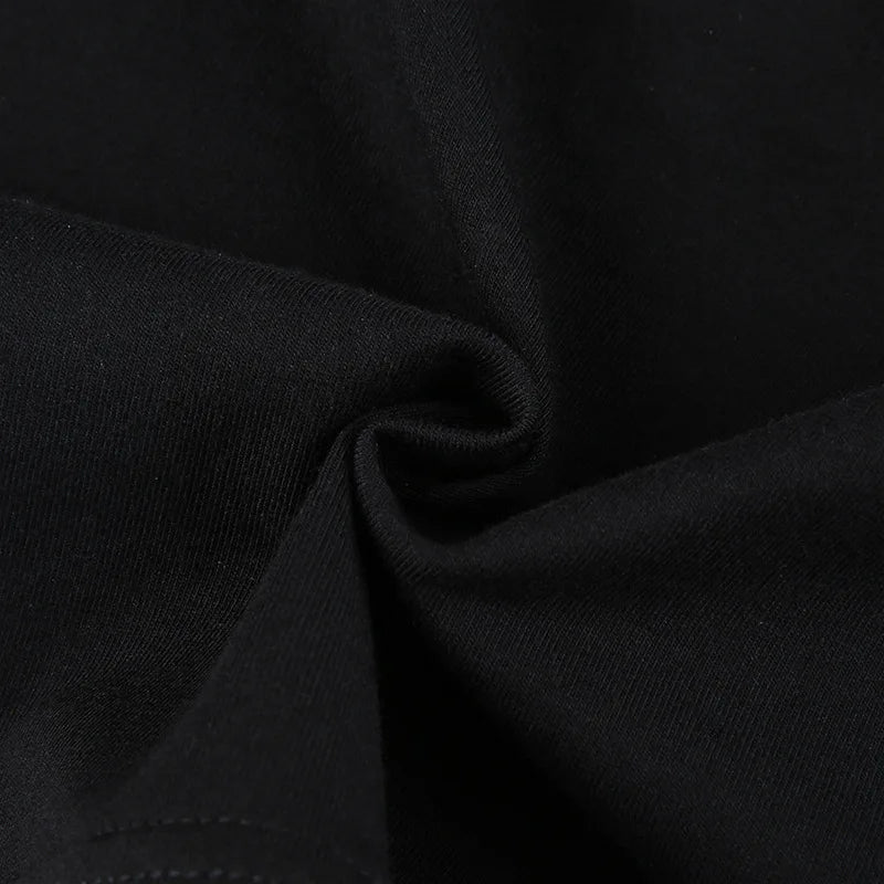 Women Hollow Out Black Y2K Tees Sleeveless Skinny Tops Cool Punk T-shirts Techwear 2023 Spring Summer New Sexy Crop Top