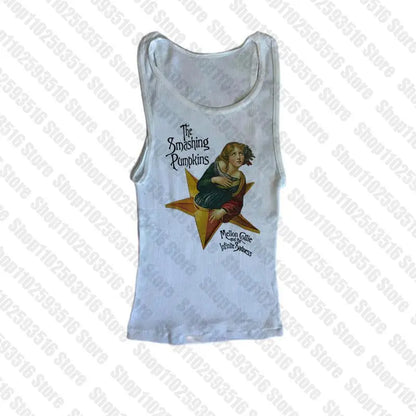 Aesthetic Tops for Women Crop Top Women 2000s Tops With Suspenders Gothic Clothes Vintage Clothing Harajuku Grunge Clothes Y2k White1