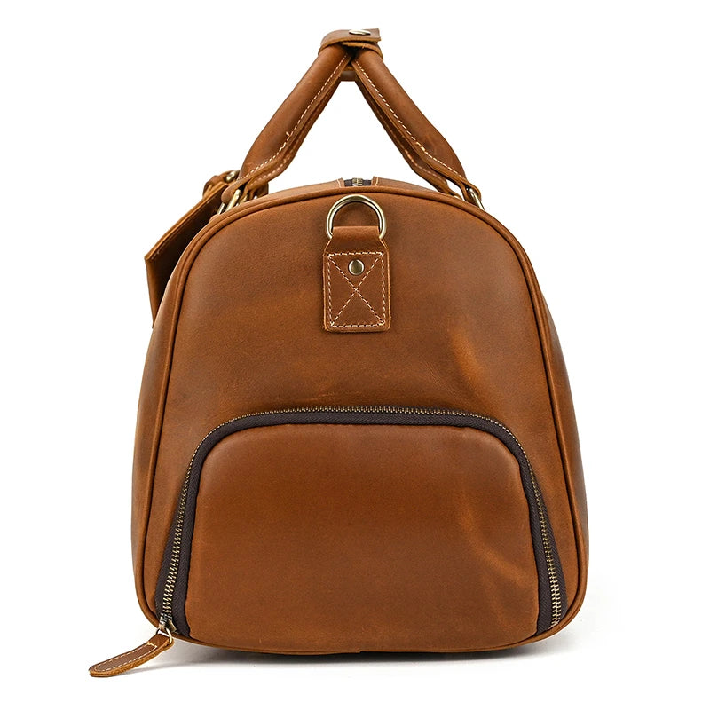 Luxury Genuine Leather Men Women Travel Bag Cow Leather Carry On Luggage Bag Travel Shoulder Bag Male Female Weekend Duffle Bag