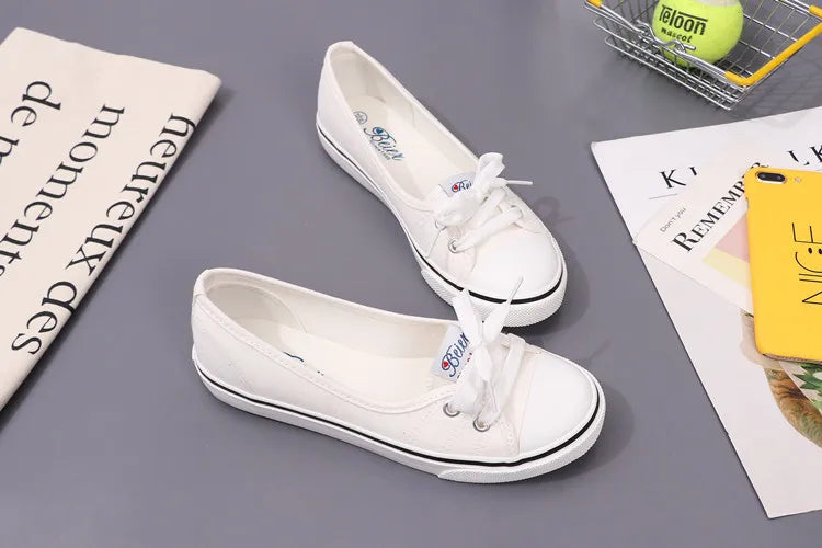 Canvas Small White Shallow Cut Summer Flat Sport Casual Ladies Soft Sneakers Platform Zapatillas De Mujer Tenis Women Luxury