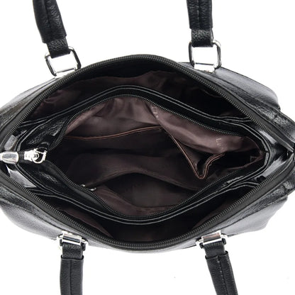 Two Pockets Genuine Brand High Quality Leather Casual Tote Luxury Handbags Women Bags Designer Shoulder Hand Bags for Women Sac