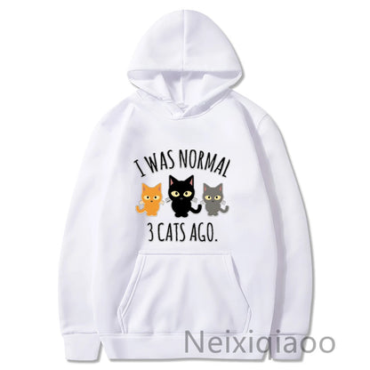 Plus Size I Was Normal 3 Cats Ago Women Men Cute Sweatshirt Fashion Autumn Winter Hip Hop Street Fleece Pullovers Hoodies JIT171(j0020477)w